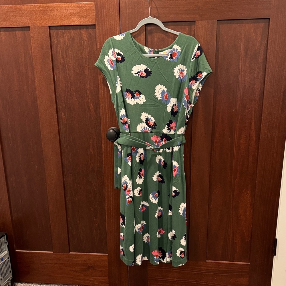 Boden Green Floral Midi Dress